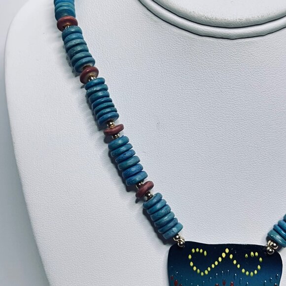 Chunky Tribal Inspired Beaded Necklace & Earrings Set (5871) - Picture 4 of 10